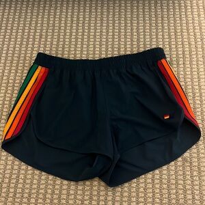 WOMEN'S 5 STRIPE FLEX BOARD SHORTS - NAVY // RAINBOW